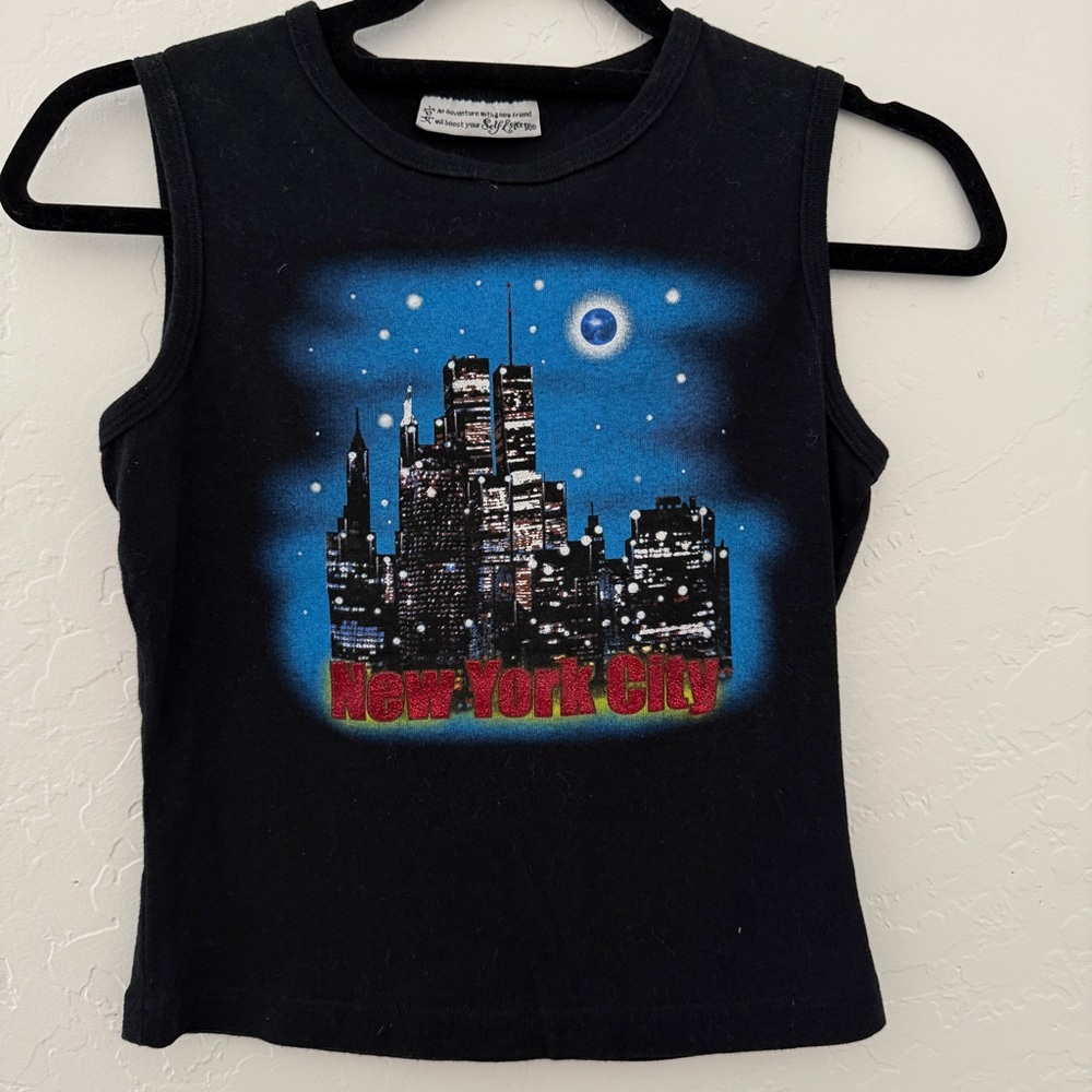 Vintage Self Esteem NYC Skyline Tank Top w/ Twin Towers – Size Small